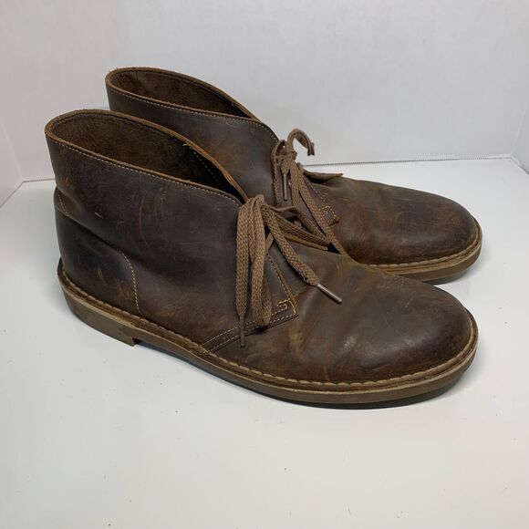 Clarks Beeswax Leather Desert Boots Size 10.5 Brown
